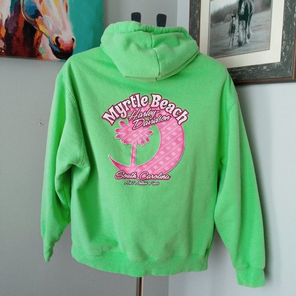 Harley Davidson South Carolina Myrtle Beach green hoodie Size XXL - Picture 2 of 11